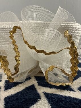 Vintage White and Gold Decorative Hair Bow for Women Accessories